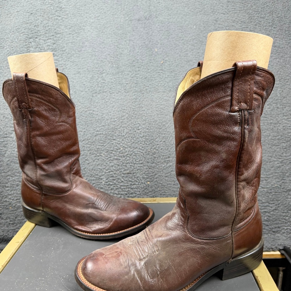 Vtg Nocona Mens Brown Leather Western Cowboy Boots 157615910 11 EE Made in USA